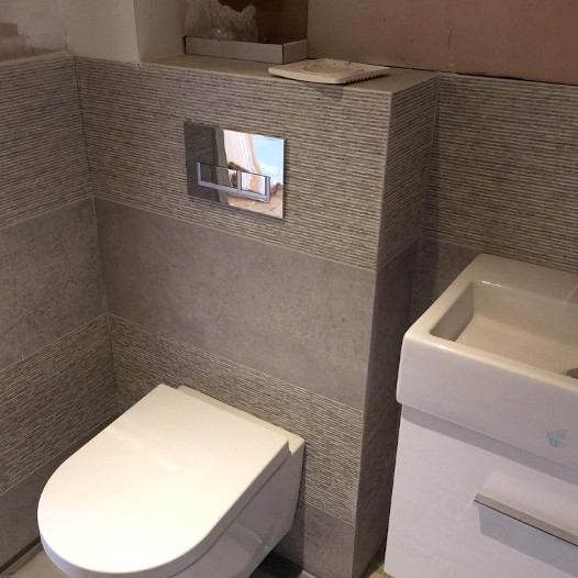picture of a toilet in bathroom after refurbishment and fitting by blue line build